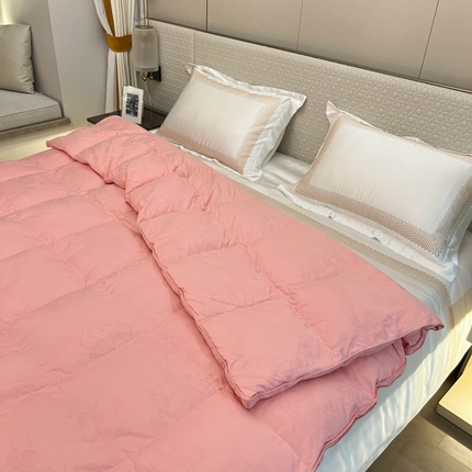 91家纺网 家纺一手货源 找家纺 静若居 2024新款双层大提花羽绒被壳不跑绒自充绒羽绒被壳厂家直销 双层凤尾粉色1
