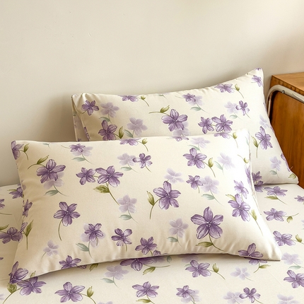 91家纺网 家纺一手货源 找家纺 芃成家纺 2024新款原棉加厚生态磨毛单枕套 紫萱