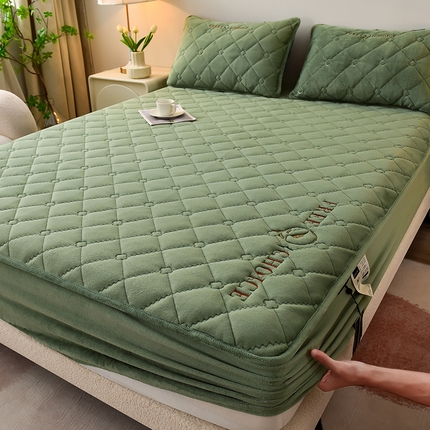 好眠好梦家纺 2024新款A类宝宝绒床笠-凯特琳 薄荷绿