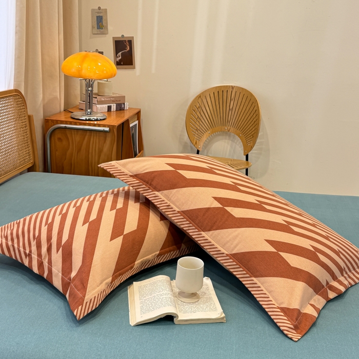 91家纺网 家纺一手货源 找家纺 丝芙妮家居（原乐视家纺） 2024新款加厚全棉磨毛印花四件套 卡曼-橙