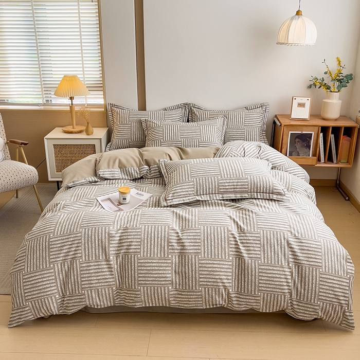 91家纺网 家纺一手货源 找家纺 芃成家纺 2024新款原棉加厚生态磨毛四件套 简约经典