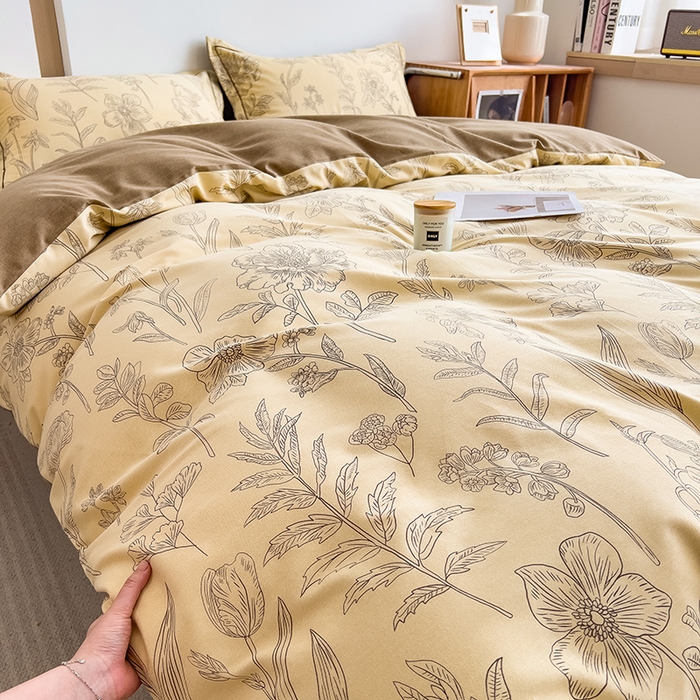 91家纺网 家纺一手货源 找家纺 芃成家纺 2024新款原棉加厚生态磨毛单被套 简笔花