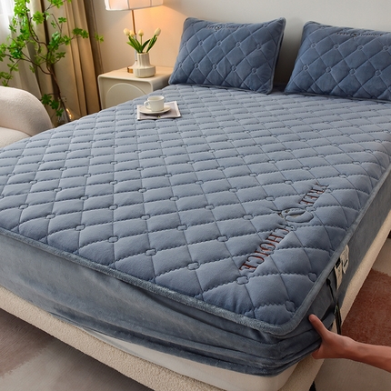 好眠好梦家纺 2024新款A类宝宝绒床笠-凯特琳 兰灰