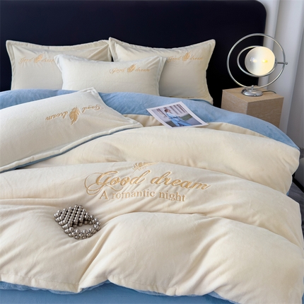 91家纺网 家纺一手货源 找家纺 （总）灰鲸 2025新款A类牛奶绒轻奢刺绣四件套