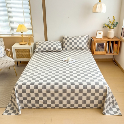 芃成家纺 2024新款原棉加厚生态磨毛单床单 塔罗方格