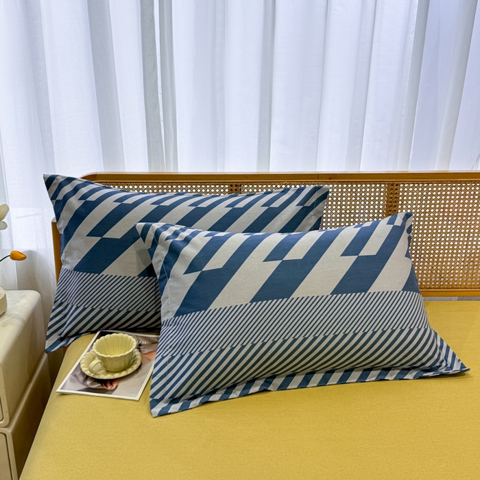 91家纺网 家纺一手货源 找家纺 丝芙妮家居（原乐视家纺） 2024新款加厚全棉磨毛印花四件套 卡曼-蓝