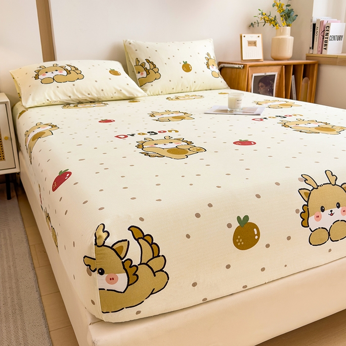 91家纺网 家纺一手货源 找家纺 芃成家纺 2024新款原棉加厚生态磨毛单床笠 玛卡龙