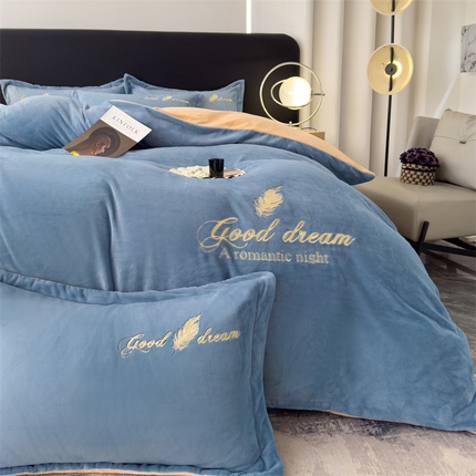 91家纺网 家纺一手货源 找家纺 （总）灰鲸 2025新款A类牛奶绒轻奢刺绣四件套