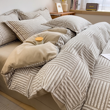 芃成家纺 2024新款原棉加厚生态磨毛单被套 简约经典