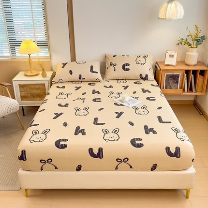 芃成家纺 2024新款原棉加厚生态磨毛单床笠 字母兔