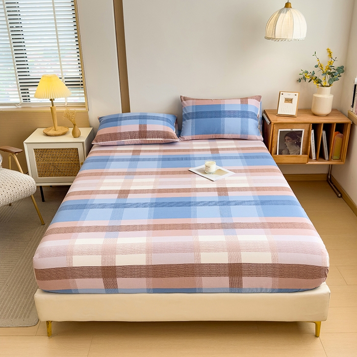 91家纺网 家纺一手货源 找家纺 芃成家纺 2024新款原棉加厚生态磨毛单床笠 蓝调