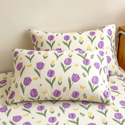 91家纺网 家纺一手货源 找家纺 芃成家纺 2024新款原棉加厚生态磨毛单枕套 郁金香之恋