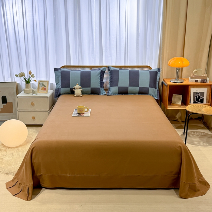 91家纺网 家纺一手货源 找家纺 丝芙妮家居（原乐视家纺） 2024新款加厚全棉磨毛印花四件套 米勒-蓝