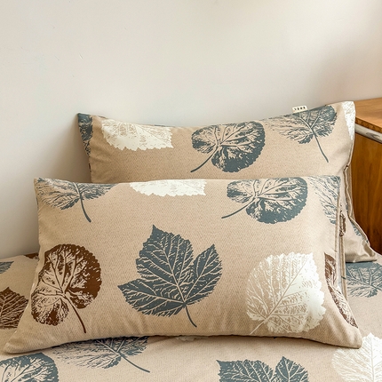 芃成家纺 2024新款原棉加厚生态磨毛单枕套 叶语