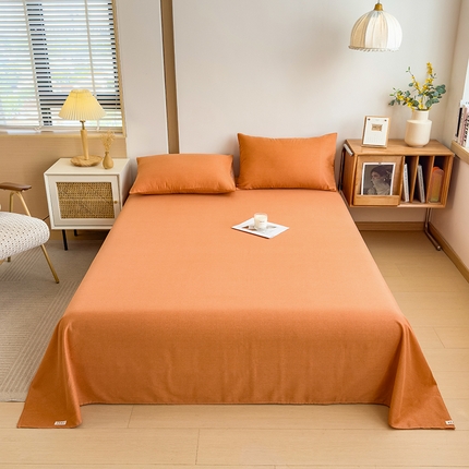芃成家纺 2024新款原棉加厚生态磨毛单床单 南瓜色