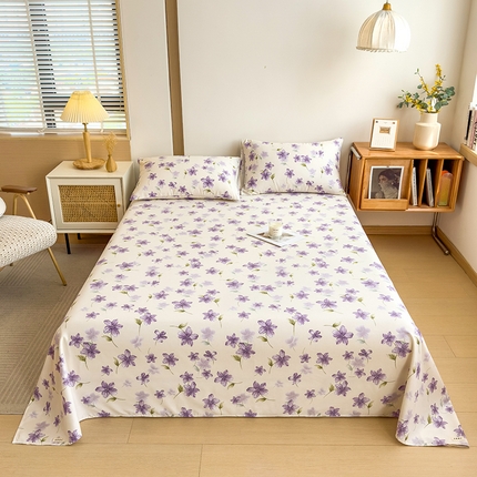 91家纺网 家纺一手货源 找家纺 芃成家纺 2024新款原棉加厚生态磨毛单床单 紫萱