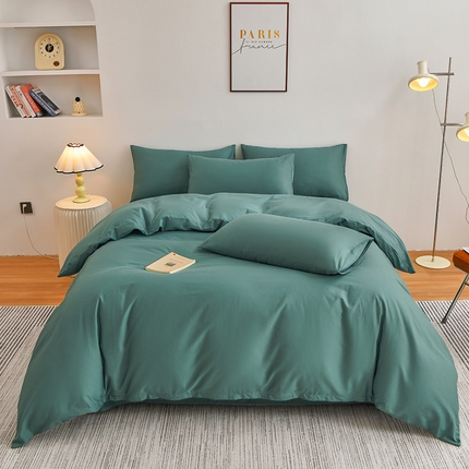 宇彬家纺 2024直播新款13374全棉母婴级简约轻奢小清新纯色四件套斜纹贡缎新疆长绒极简无印风系列 极简-摩卡绿