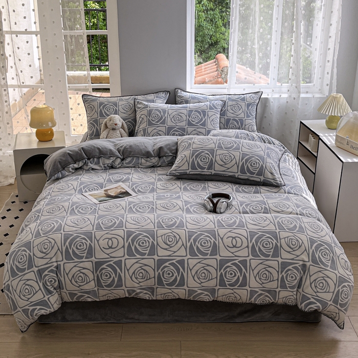 91家纺网 家纺一手货源 找家纺 （总）晚依家纺 2024新款230g全消光牛奶绒四件套