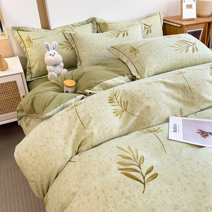 91家纺网 家纺一手货源 找家纺 芃成家纺 2024新款原棉加厚生态磨毛单被套 绿町