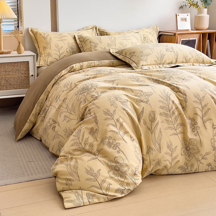 91家纺网 家纺一手货源 找家纺 芃成家纺 2024新款原棉加厚生态磨毛单被套 简笔花