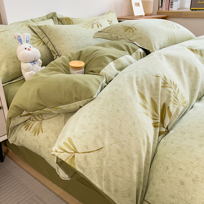 91家纺网 家纺一手货源 找家纺 芃成家纺 2024新款原棉加厚生态磨毛单被套 绿町