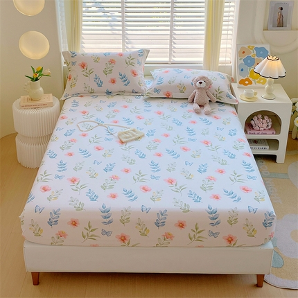 91家纺网 家纺一手货源 找家纺 凯磊 2024新款AB版.生态磨毛印花系列单床笠 甜美春日