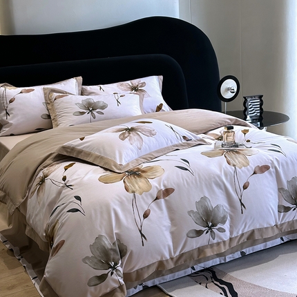 91家纺网 家纺一手货源 找家纺 （总）薏思家纺 2025新款磨毛大飞边工艺四件套-海棠依旧系列