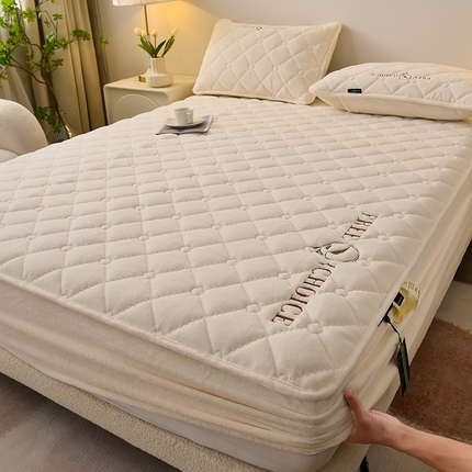 好眠好梦家纺 2024新款A类宝宝绒床笠-凯特琳 奶白