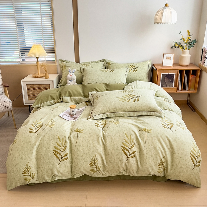 91家纺网 家纺一手货源 找家纺 芃成家纺 2024新款原棉加厚生态磨毛单被套 绿町