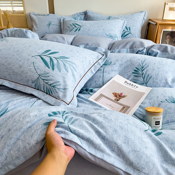 91家纺网 家纺一手货源 找家纺 芃成家纺 2024新款原棉加厚生态磨毛单被套 蓝町