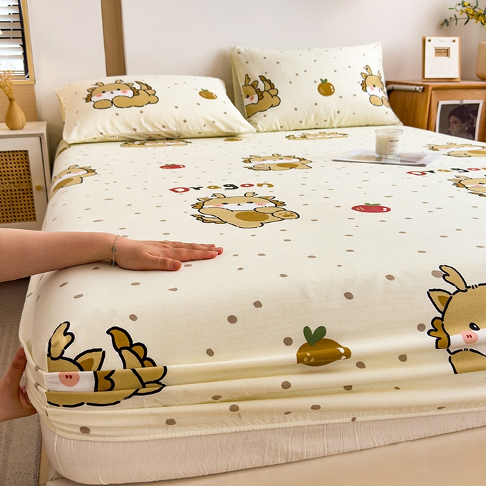 91家纺网 家纺一手货源 找家纺 芃成家纺 2024新款原棉加厚生态磨毛单床笠 玛卡龙