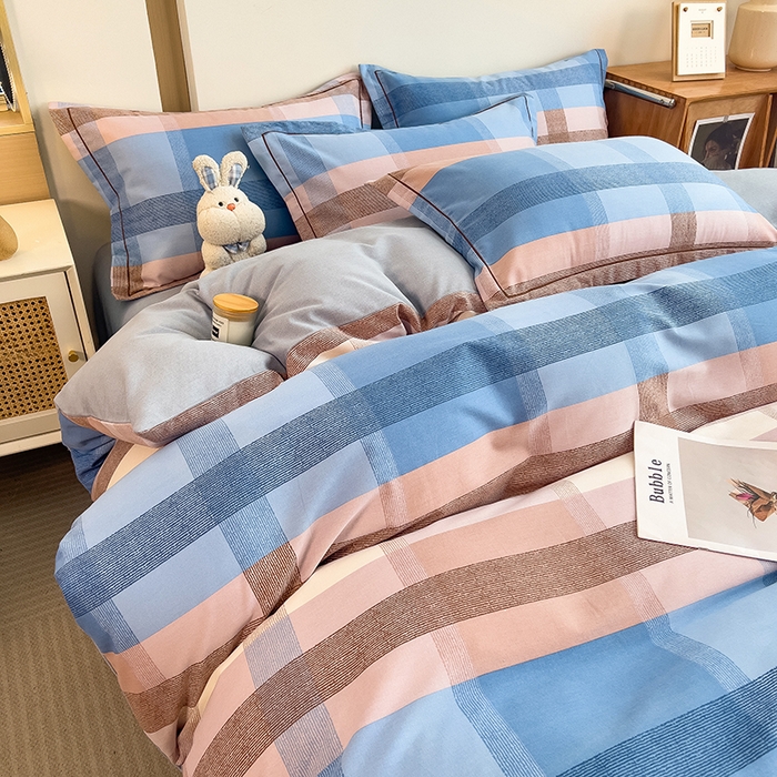 91家纺网 家纺一手货源 找家纺 芃成家纺 2024新款原棉加厚生态磨毛单被套 蓝调