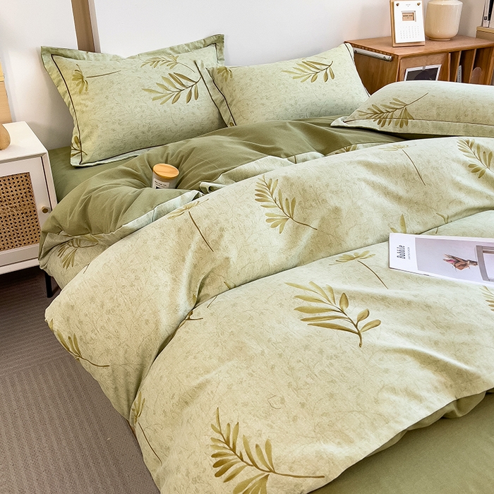 91家纺网 家纺一手货源 找家纺 芃成家纺 2024新款原棉加厚生态磨毛单被套 绿町