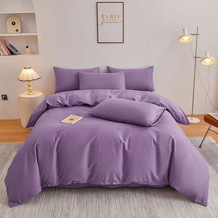 宇彬家纺 2024直播新款13374全棉母婴级简约轻奢小清新纯色四件套斜纹贡缎新疆长绒极简无印风系列 极简-典雅紫