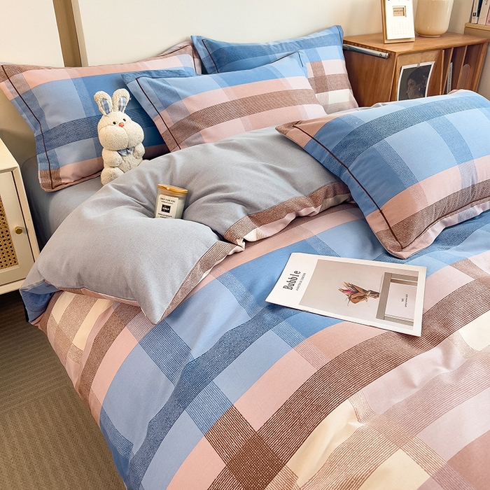 91家纺网 家纺一手货源 找家纺 芃成家纺 2024新款原棉加厚生态磨毛单被套 蓝调