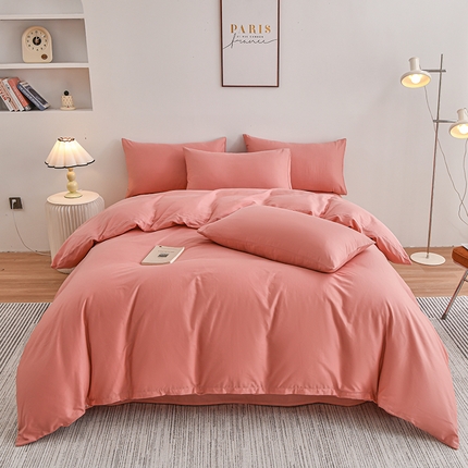 91家纺网 家纺一手货源 找家纺 （总）宇彬家纺 2024直播新款13374全棉母婴级简约轻奢小清新纯色四件套斜纹贡缎新疆长绒极简无印风系列