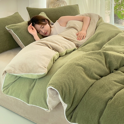 米奈 2024新款A类加厚甄羊绒四件套 甄羊绒渐变绿色