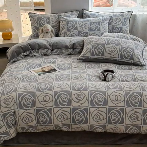 91家纺网 家纺一手货源 找家纺 （总）晚依家纺 2024新款230g全消光牛奶绒四件套