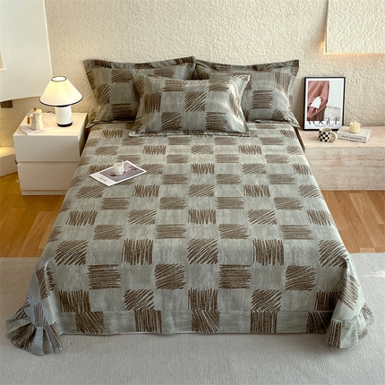 91家纺网 家纺一手货源 找家纺 凯磊 2024新款AB版.生态磨毛印花系列单床单 米卡格-灰