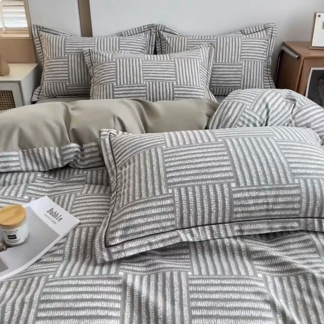 91家纺网 家纺一手货源 找家纺 芃成家纺 2024新款原棉加厚生态磨毛四件套 简约经典