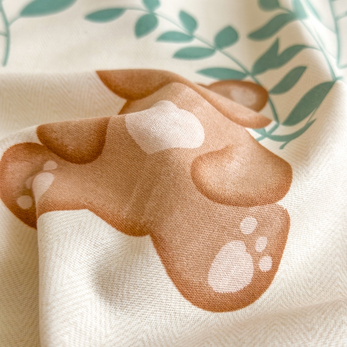 91家纺网 家纺一手货源 找家纺 芃成家纺 2024新款原棉加厚生态磨毛单枕套 树叶熊宝