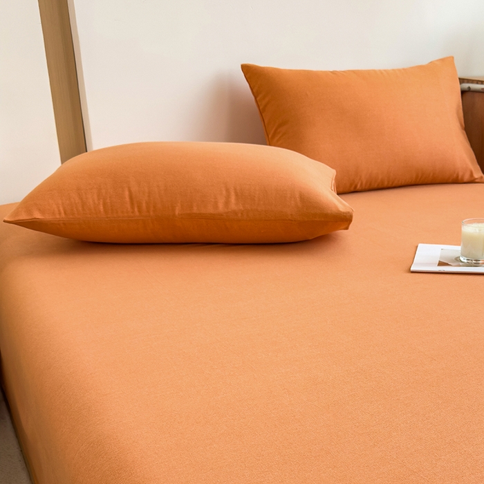 91家纺网 家纺一手货源 找家纺 芃成家纺 2024新款原棉加厚生态磨毛单枕套 南瓜色