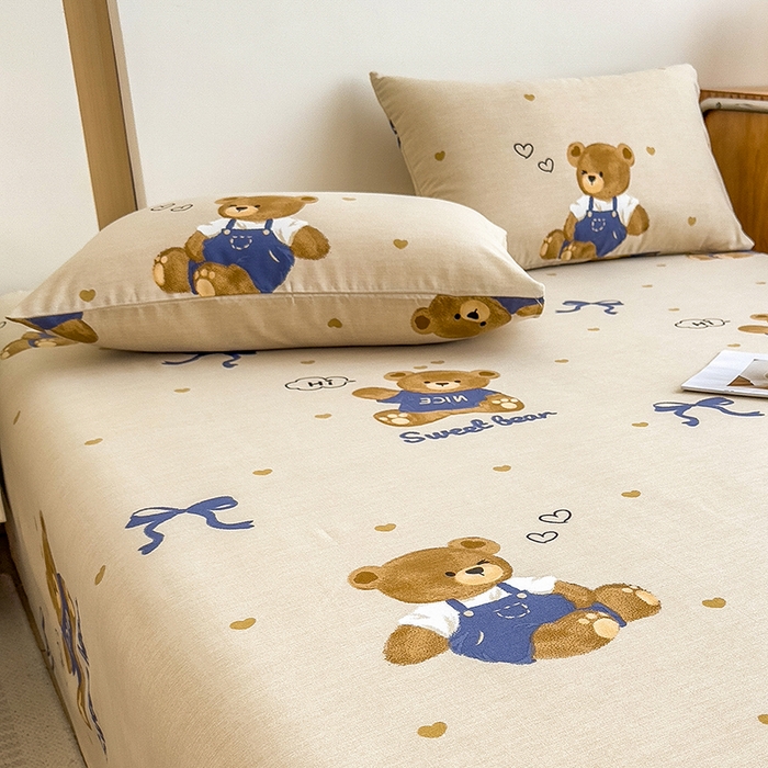 91家纺网 家纺一手货源 找家纺 芃成家纺 2024新款原棉加厚生态磨毛单枕套 绅士熊