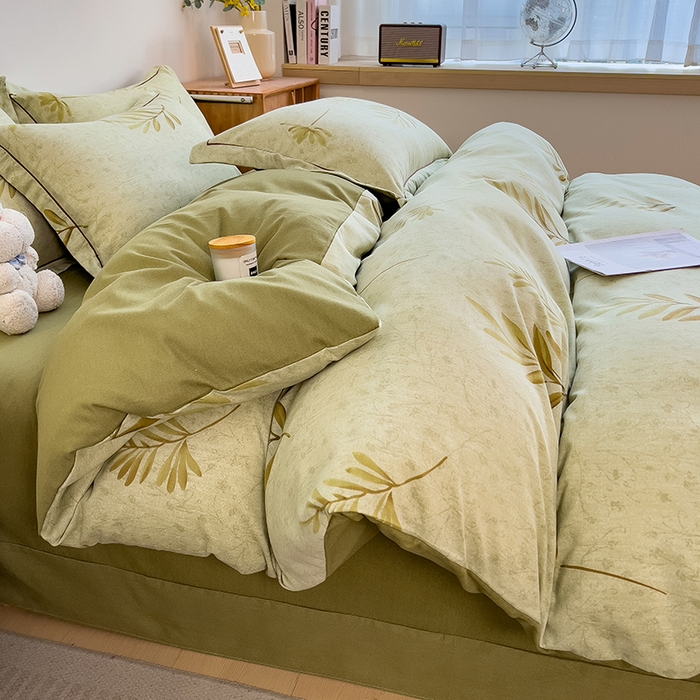 91家纺网 家纺一手货源 找家纺 芃成家纺 2024新款原棉加厚生态磨毛单被套 绿町