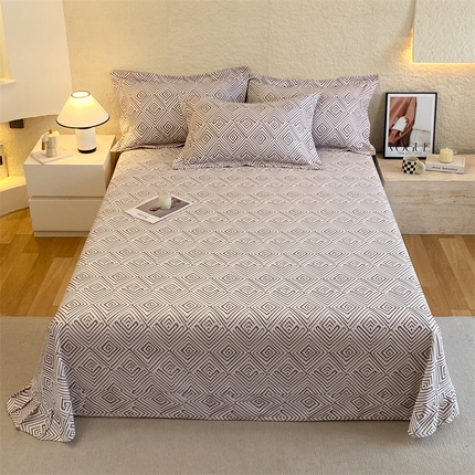 91家纺网 家纺一手货源 找家纺 凯磊 2024新款AB版.生态磨毛印花系列单床单 艺术生活-咖