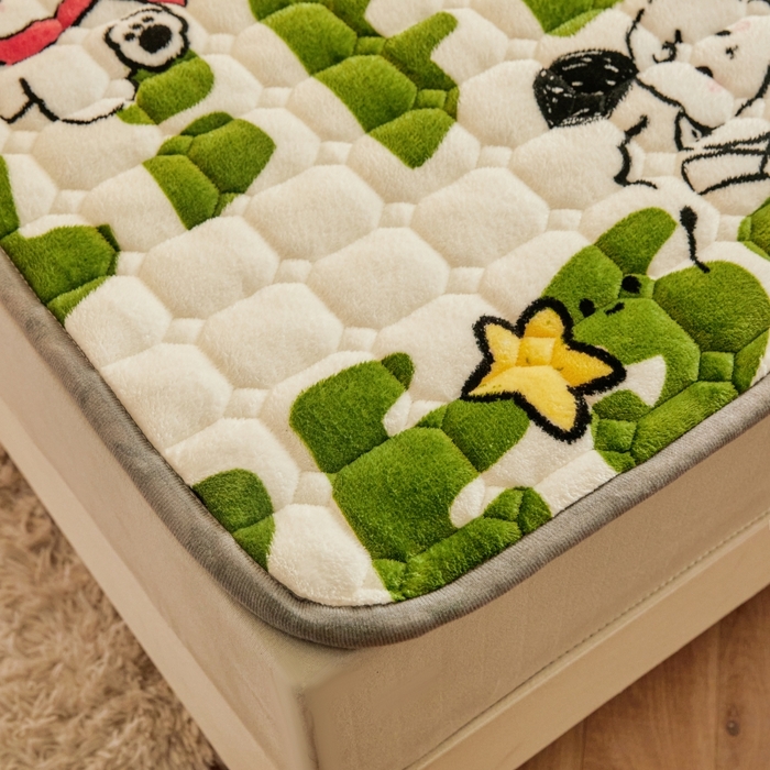 91家纺网 家纺一手货源 找家纺 富威堡家纺 2025新款牛奶绒棉花床护垫可水洗床垫保暖薄床褥学生榻榻米垫子 乐乐狗