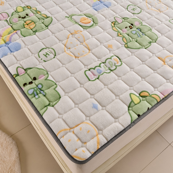 91家纺网 家纺一手货源 找家纺 富威堡家纺 2025新款牛奶绒棉花床护垫可水洗床垫保暖薄床褥学生榻榻米垫子 宝贝奶龙