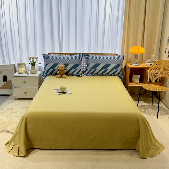 91家纺网 家纺一手货源 找家纺 丝芙妮家居（原乐视家纺） 2024新款加厚全棉磨毛印花四件套 卡曼-蓝