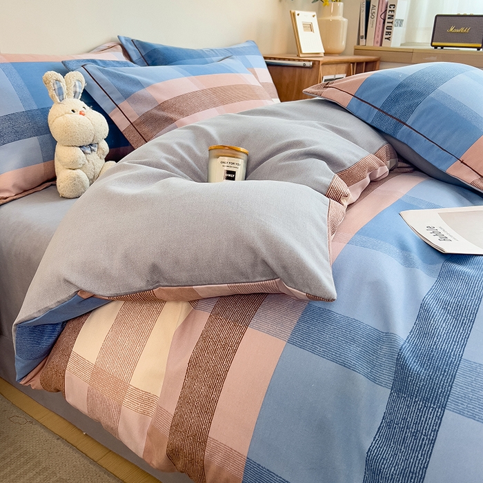 91家纺网 家纺一手货源 找家纺 芃成家纺 2024新款原棉加厚生态磨毛单被套 蓝调