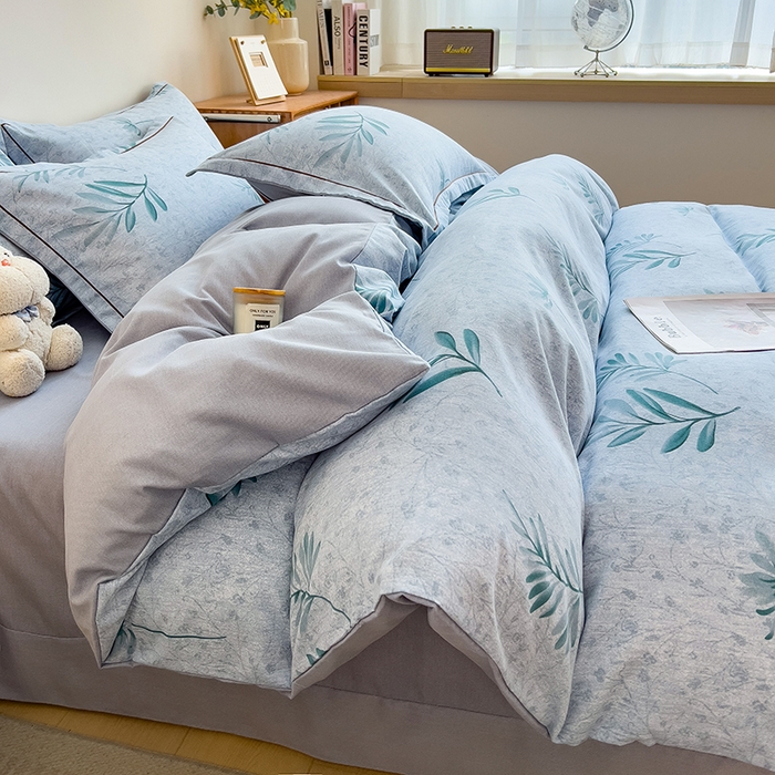 91家纺网 家纺一手货源 找家纺 芃成家纺 2024新款原棉加厚生态磨毛四件套 蓝町